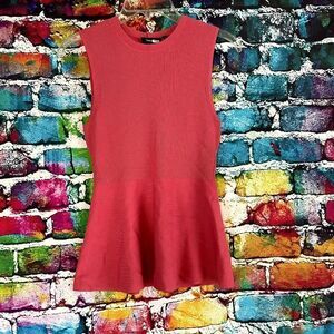 Theory Ribbed Sleeveless Peplum Style Tank Top Shirt blouse Medium